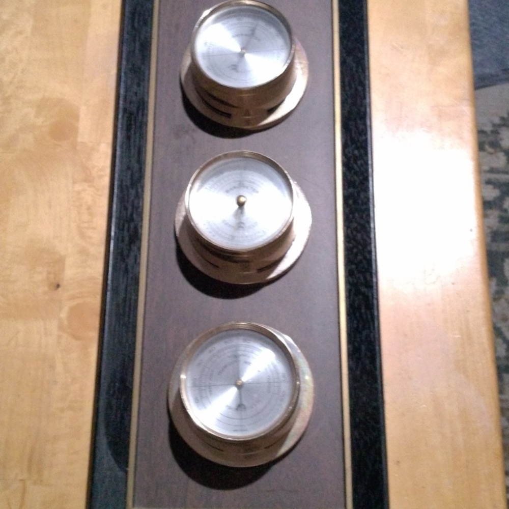 Vintage Springfield Wall Weather Station Brass Wall Thermometer Hydrometer